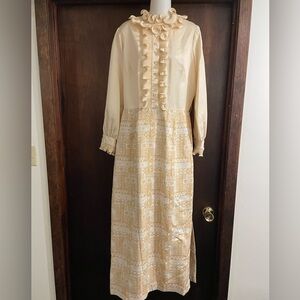 Mel Warshaw Miss Jane Miami Vintage Women's Ruffle Trim Empire Waist Maxi Dress